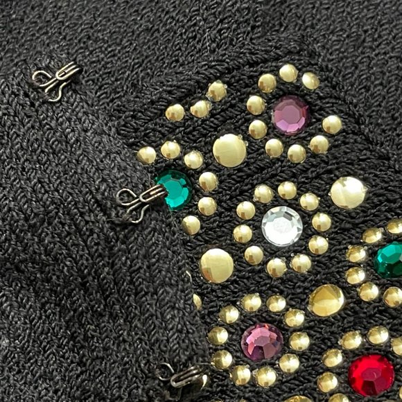 VINTAGE St. John's 1960's Jewel Embellished Knit Midi dress with plunging back - Picture 3 of 6